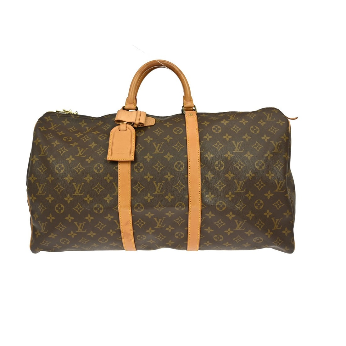 Louis Vuitton Monogram Canvas Keepall Duffle Bag 55cm: Louis Vuitton Monogram Canvas Keepall Duffle Bag 55cm Louis Vuitton Keepall Bag in classic monogram canvas designed for unisex use. This spacious bag measures 55cm x 30cm x 25cm and features brown can