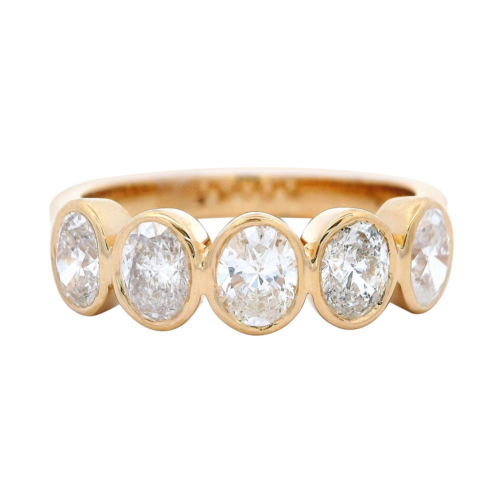 1.17ct Oval Diamond Half Eternity Band 18k Yellow Gold: 1.17ct Oval Diamond Half Eternity Band 18k Yellow Gold This exquisite 1.17ct Oval Diamond Half Eternity Band is crafted in luxurious 18k yellow gold, featuring five stunning oval cut diamonds. The tot