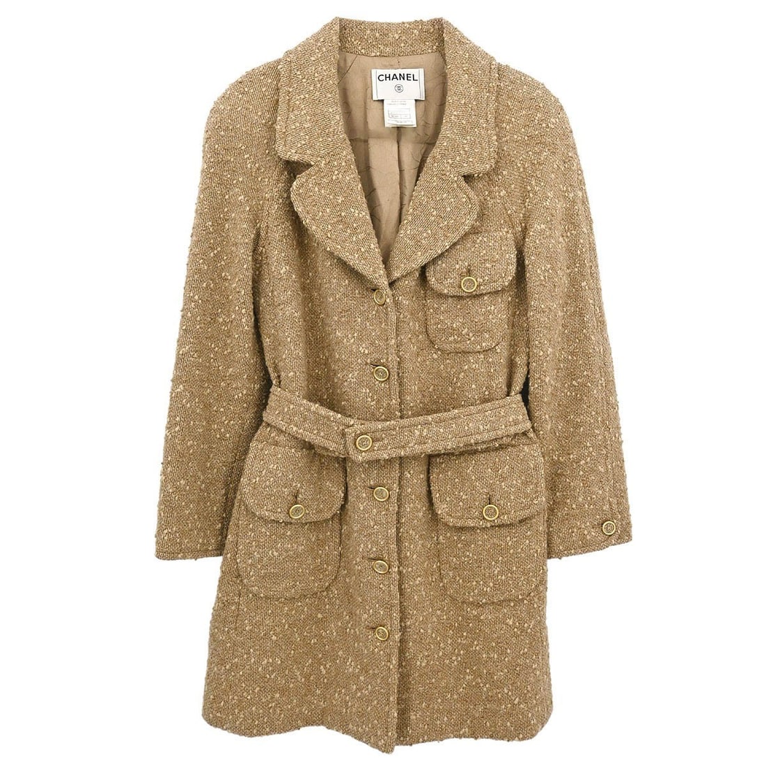 Chanel Vintage Beige Single Breasted Overcoat Size 38 (1 of 12)