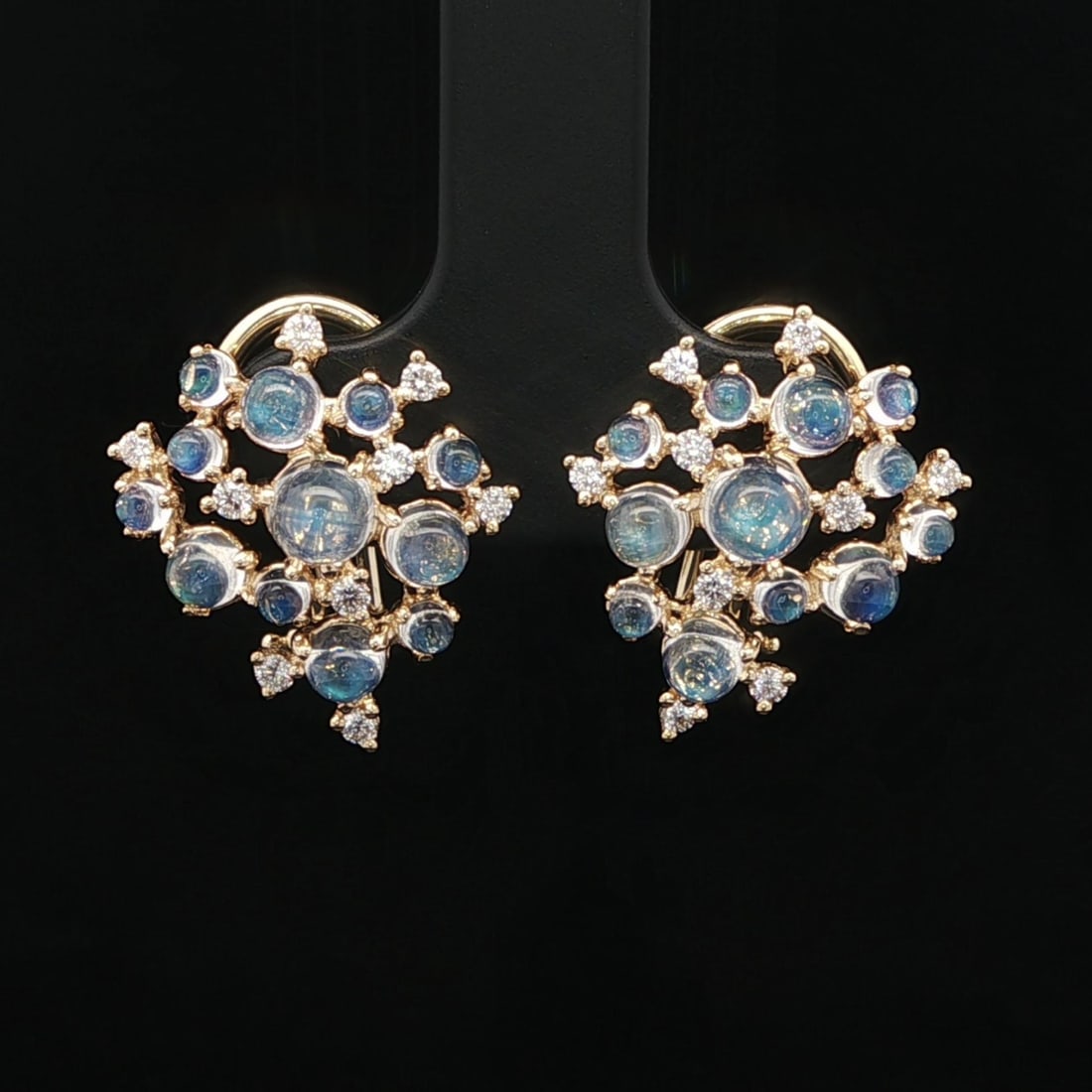 Blue Moonstone and Diamond 18k Gold Spray Earrings by Paul Morelli (1 of 14)