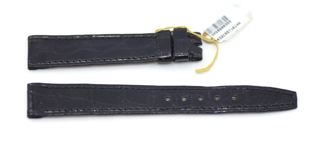 Omega Authentic Black Leather Wristwatch Band 16mm: Omega Authentic Black Leather Wristwatch Band 16mm This Omega Black Leather Strap is an authentic wristwatch band designed for style and comfort. Crafted from high-quality leather, it features a sleek
