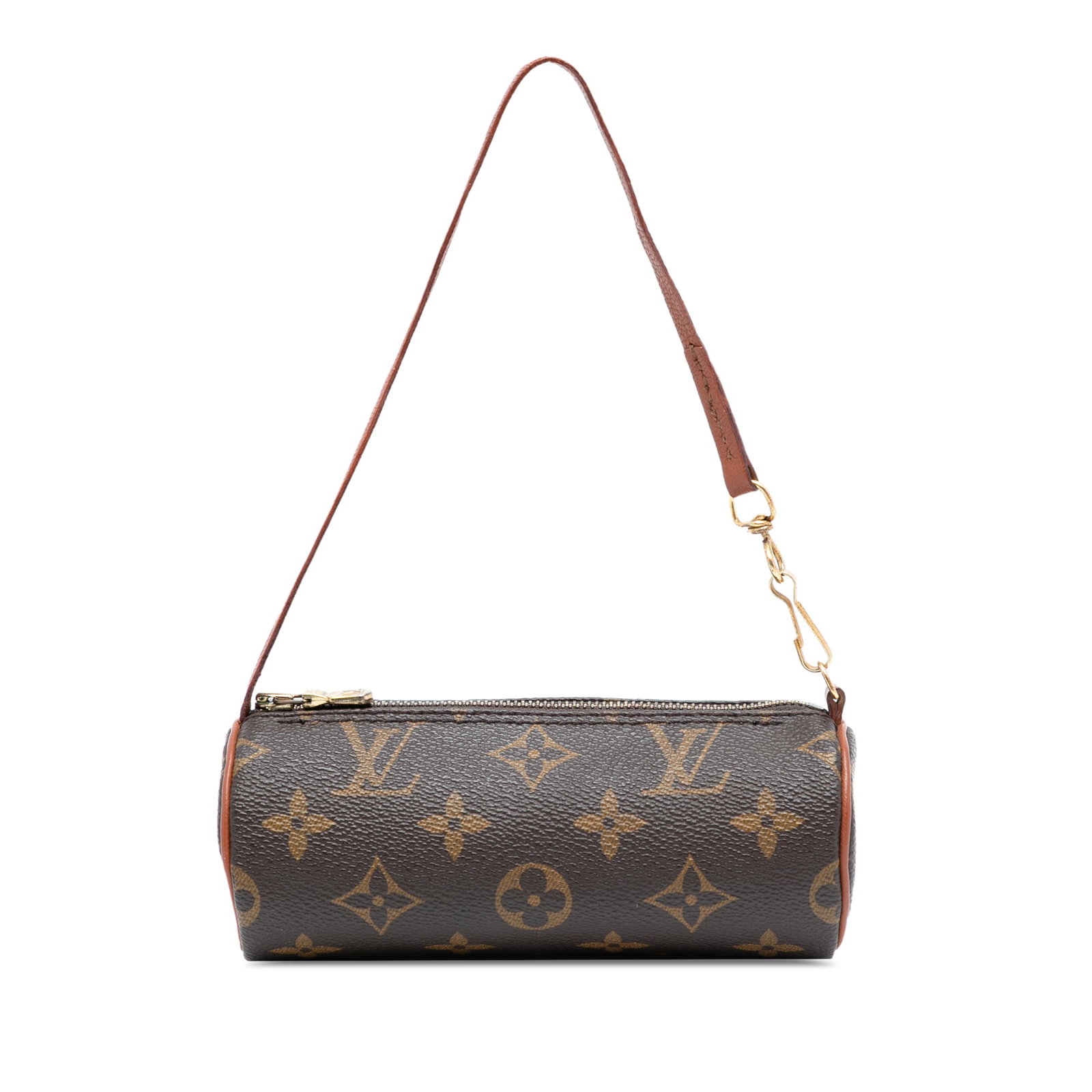 Papillon Pochette Bag with Monogram Canvas and Detachable Strap by Louis Vuitton: Papillon Pochette Bag with Monogram Canvas and Detachable Strap by Louis Vuitton The Louis Vuitton Monogram Papillon Pochette features a monogram canvas body accented with leather trim and a detachabl