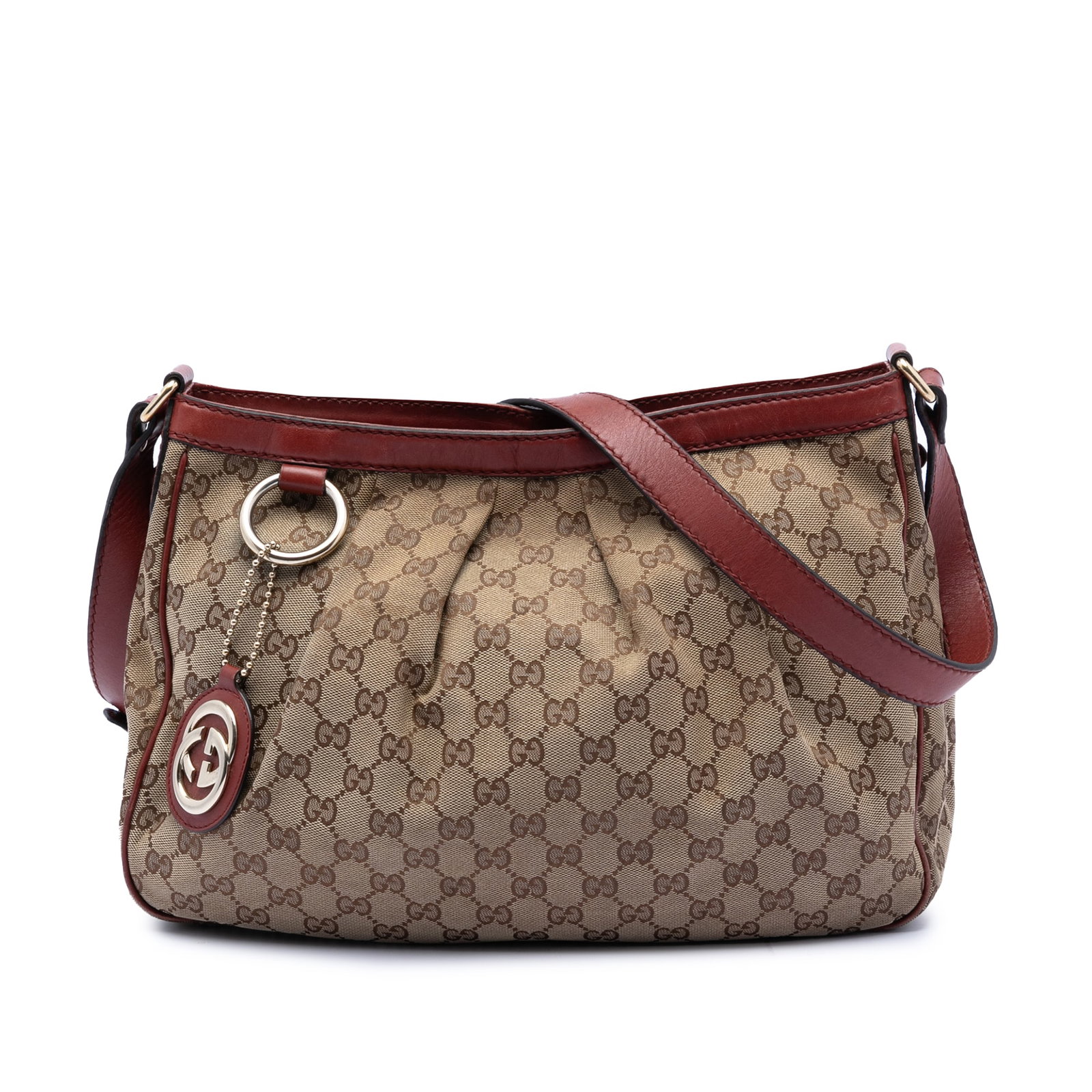 Gucci Sukey Brown GG Canvas Crossbody Bag with Leather Trim (1 of 7)