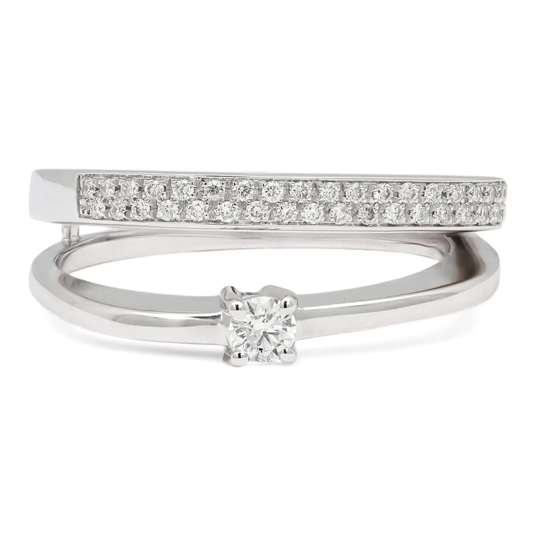 18k White Gold Salvini Diamond Band Ring with Round Cuts Size 6.5: 18k White Gold Salvini Diamond Band Ring with Round Cuts Size 6.5 This Salvini band ring is crafted from 18k white gold and features round brilliant cut diamonds in both prong and pave settings, with