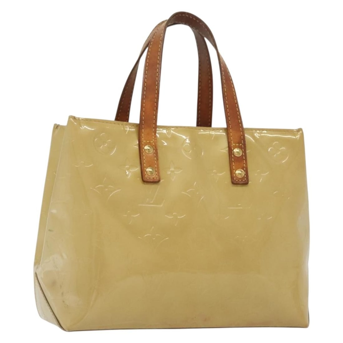Louis Vuitton Monogram Vernis Patent Leather Reade Bag Beige: Louis Vuitton Monogram Vernis Patent Leather Reade Bag Beige This Louis Vuitton Reade handbag for women features beige patent leather with the brand's Monogram Vernis finish. It presents signs of use