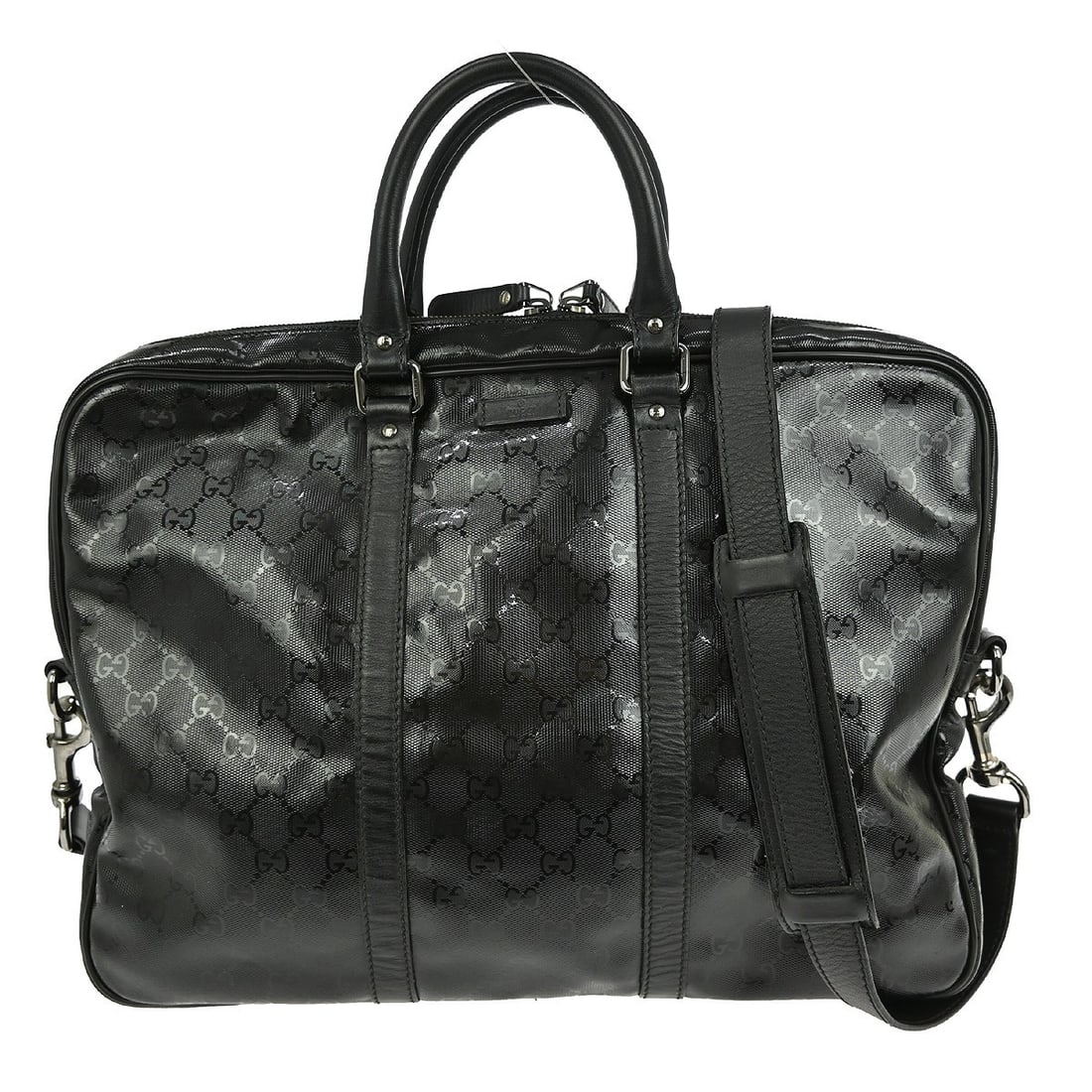 Gucci GG Pattern Black Vintage PVC Leather Medium 2-Way Top Handle Bag (1 of 9)