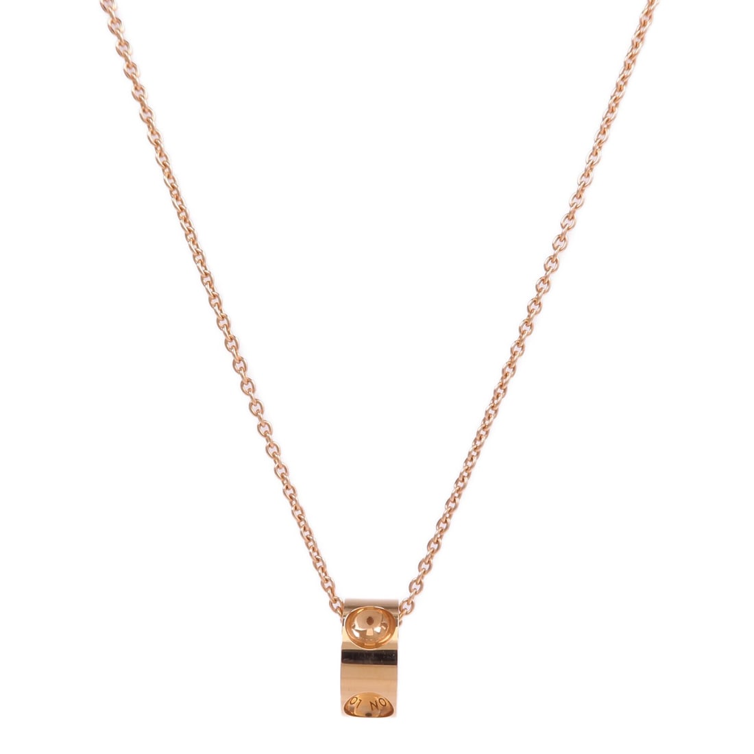 Louis Vuitton Empreinte Rose Gold 18K Pendant Chain Necklace Q93968: Louis Vuitton Empreinte Rose Gold 18K Pendant Chain Necklace Q93968 This Louis Vuitton Empreinte pendant necklace is crafted from 18K pink gold and designed for women. The necklace features a minimali