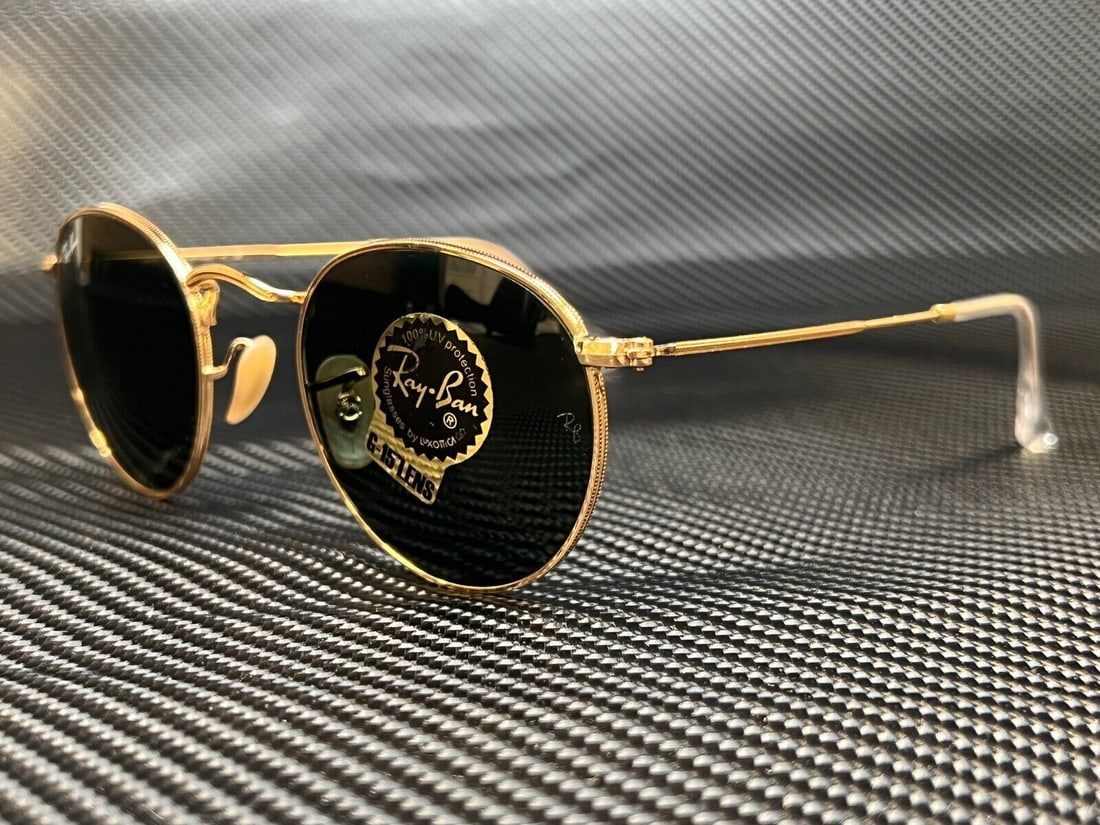 Ray-Ban RB3447 001 Arista Round Sunglasses with Green Lenses (1 of 5)