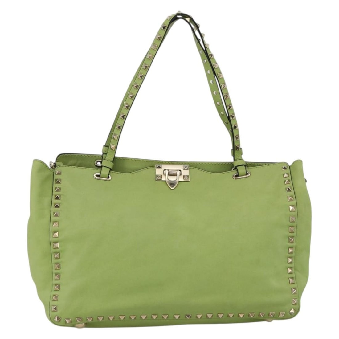 Rockstud Tote Green Textured Leather Shoulder Bag by Valentino Garavani (1 of 18)