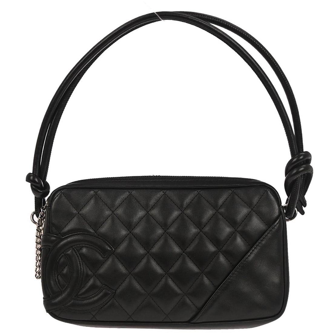 Mini Cambon Ligne Top Handle Bag in Black Calfskin by Chanel: Mini Cambon Ligne Top Handle Bag in Black Calfskin by Chanel This Chanel Cambon Ligne mini top handle bag is crafted from black calfskin leather and features a compact silhouette with a 6-inch handle
