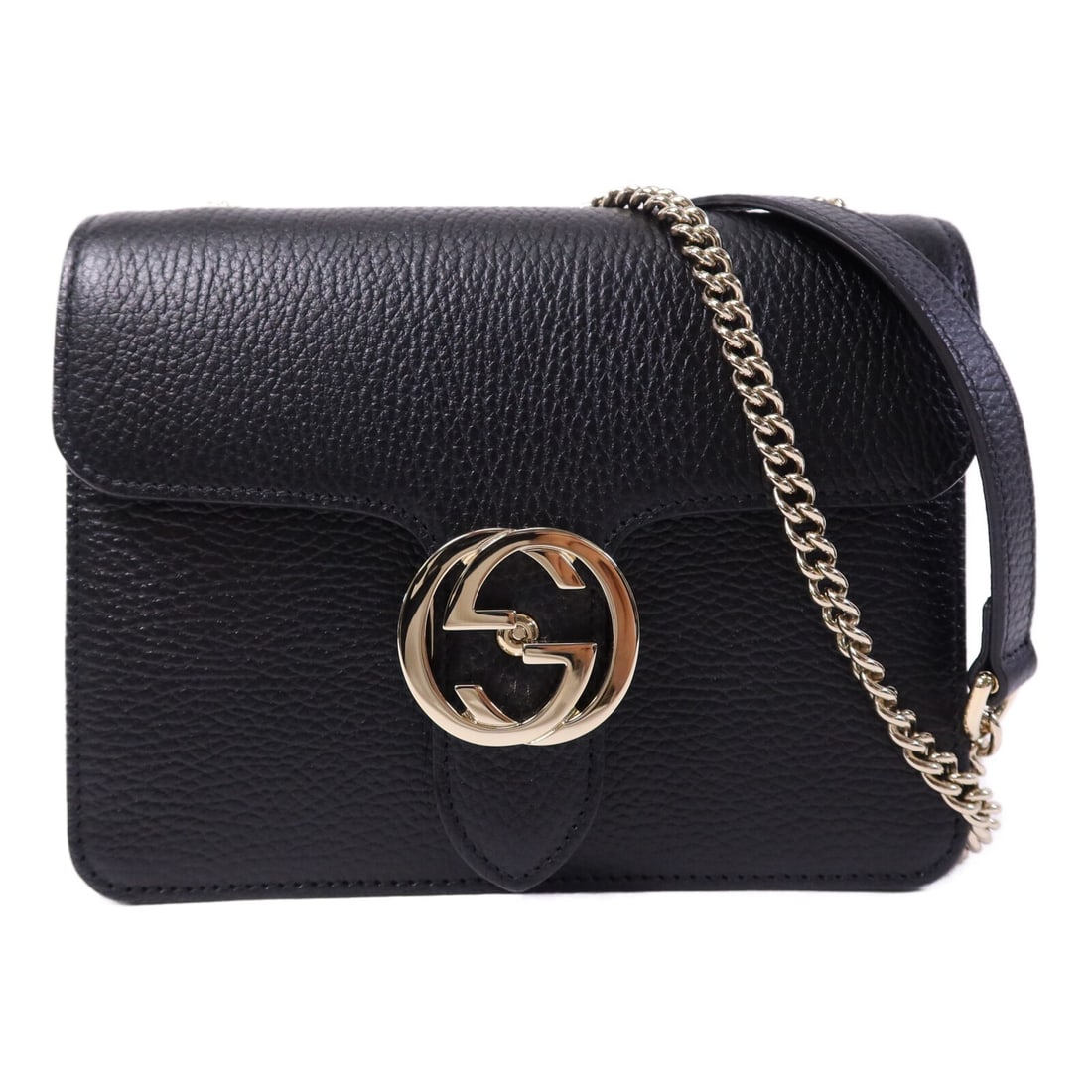 Gucci GG Black Calfskin Interlock G Chain Shoulder Bag with Gold Hardware (1 of 15)
