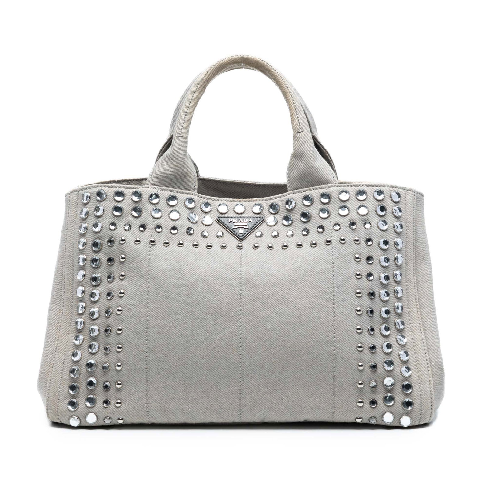Prada Canvas Canapa Bijoux Gray Satchel Bag from Italy (1 of 7)