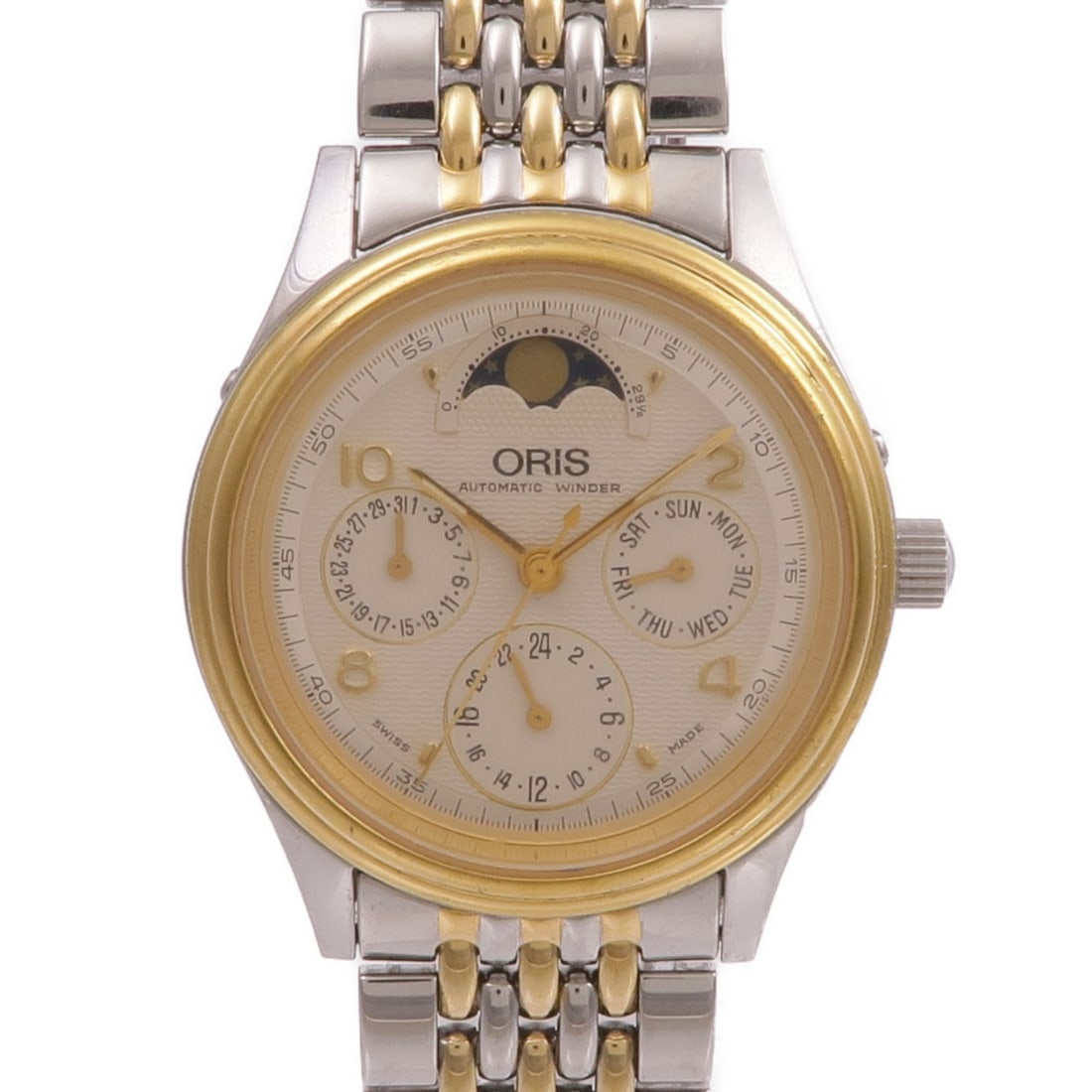 ORIS Atelier 7433B Automatic Stainless Steel White Dial Wristwatch: ORIS Atelier 7433B Automatic Stainless Steel White Dial Wristwatch This ORIS Atelier Day-Date 7433B automatic wristwatch features a stainless steel case and band, complemented by a white dial. Designe