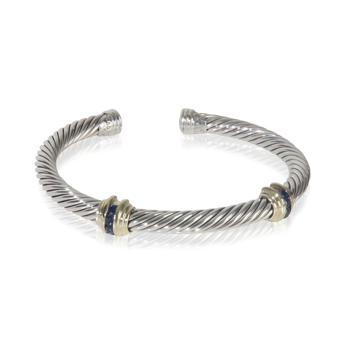 Renaissance Station Unisex Bracelet in 14k Gold Sterling Silver with Sapphire: Renaissance Station Unisex Bracelet in 14k Gold Sterling Silver with Sapphire This David Yurman Renaissance Station bracelet features a striking combination of yellow gold and sterling silver, accente