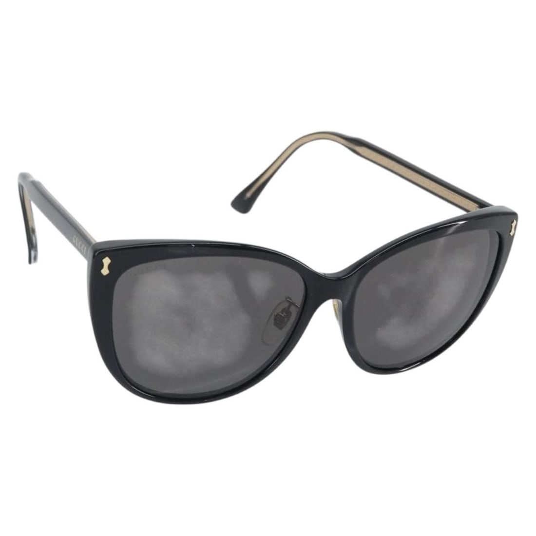 Black Plastic GUCCI Sunglasses with Case Made in Italy: Black Plastic GUCCI Sunglasses with Case Made in Italy These GUCCI sunglasses feature a classic black plastic frame, offering a stylish and timeless accessory. Made in Italy, they come with a sunglass