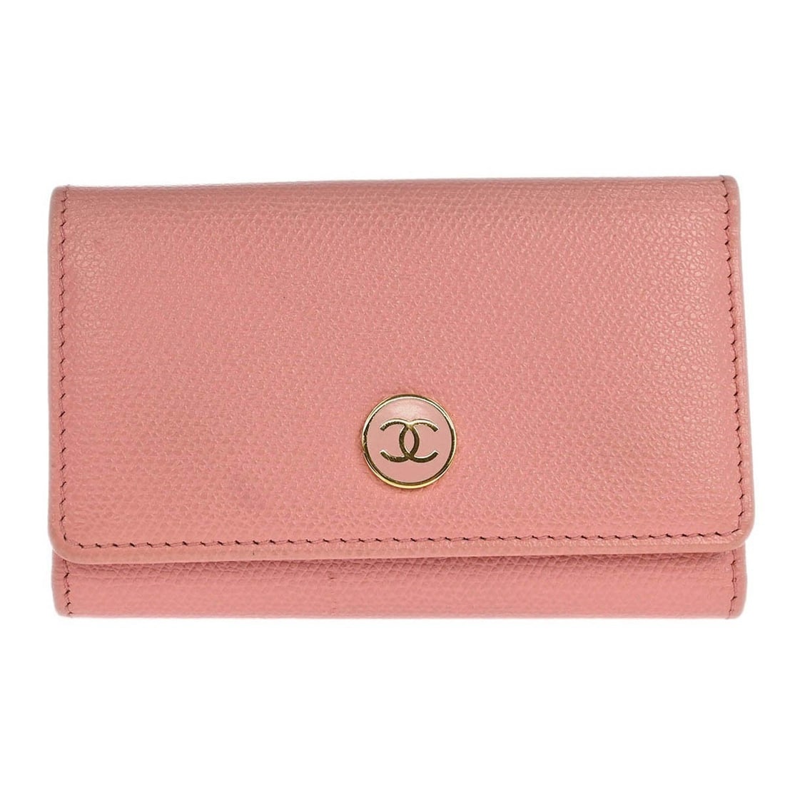 Chanel Vintage Pink Leather Key Holder with Button Logo Accent (1 of 8)