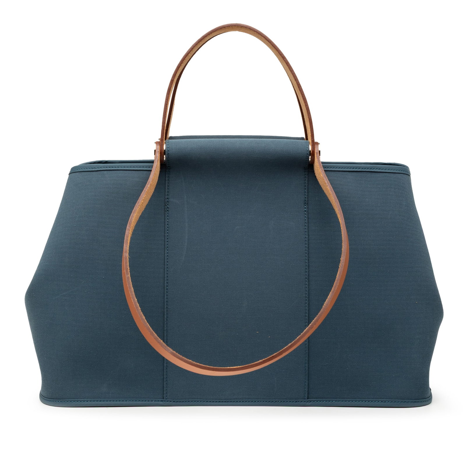 Hermes Cabag Elan PM Blue Canvas Satchel with Leather Trim (1 of 7)