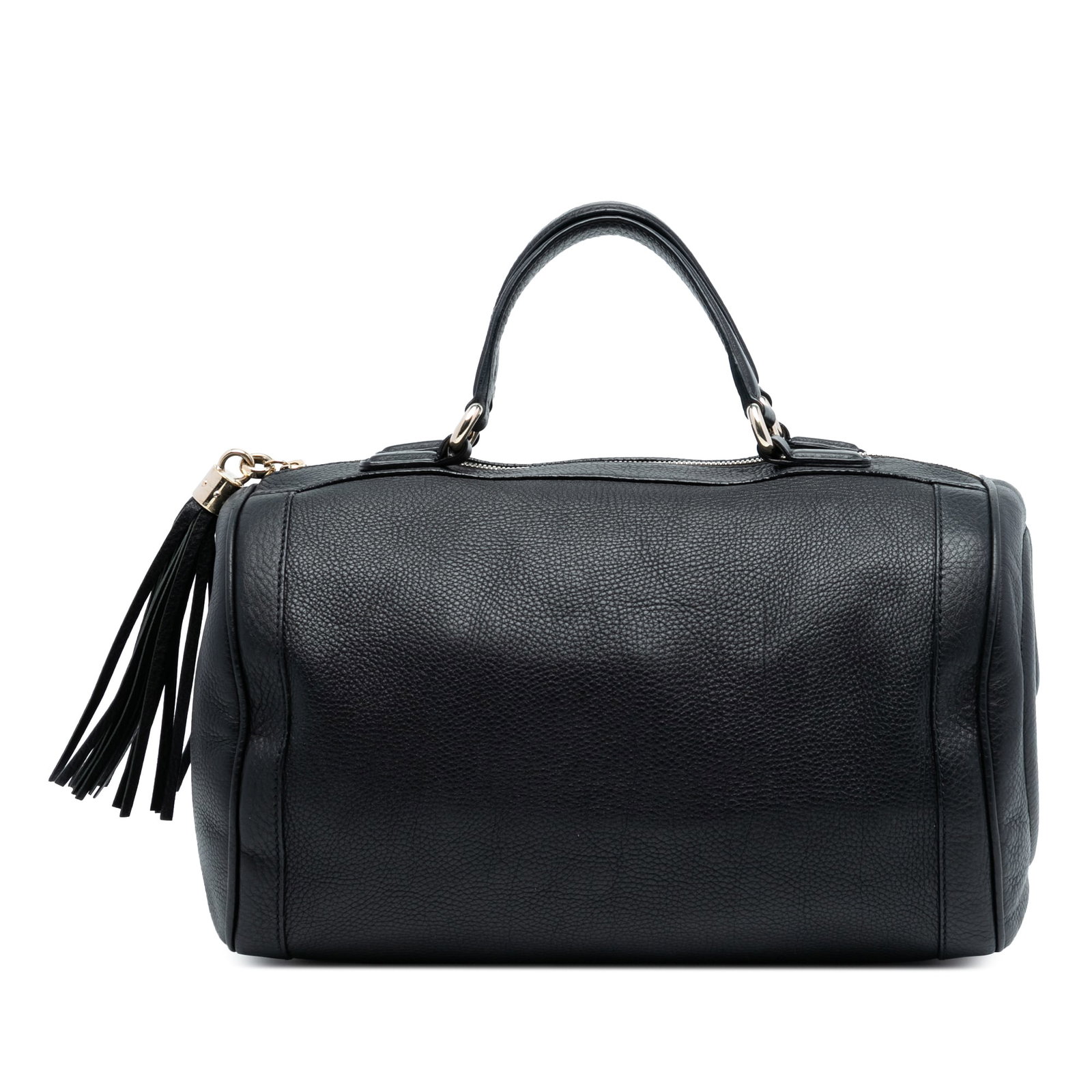 Gucci Soho Boston Medium Black Leather Handbag with Tassel Zipper (1 of 7)