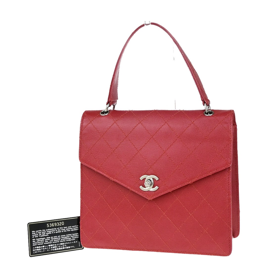 Red Calfskin Leather Chanel Vintage CC Flap Top Handle Bag: Red Calfskin Leather Chanel Vintage CC Flap Top Handle Bag This vintage Chanel flap bag features a top handle crafted from red calfskin leather, designed for female use. It showcases classic Chanel st