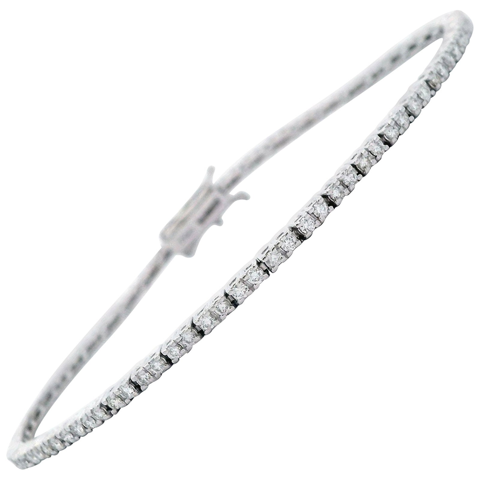 1.03ct Diamond Tennis Bracelet 18k White Gold GIA Appraisal: 1.03ct Diamond Tennis Bracelet 18k White Gold GIA Appraisal This exquisite 1.03 ct diamond tennis bracelet features a stunning array of 95 round brilliant diamonds, showcasing an approximate F/G color