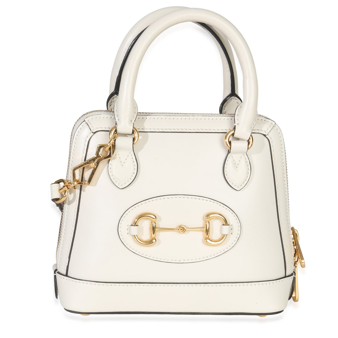 Gucci 1955 Horsebit Small White Leather Top Handle Shoulder Bag With Strap (1 of 9)