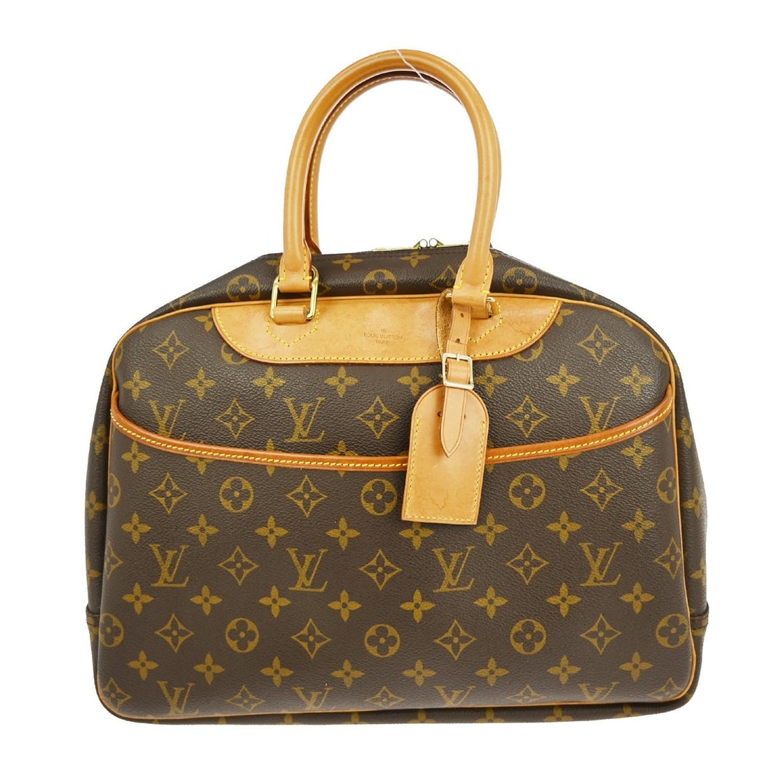 Louis Vuitton Deauville Monogram Canvas Bowling Vanity Bag M47270: Louis Vuitton Deauville Monogram Canvas Bowling Vanity Bag M47270 This Louis Vuitton Deauville Bowling Vanity handbag features the iconic Monogram canvas leather exterior with beige double handles and