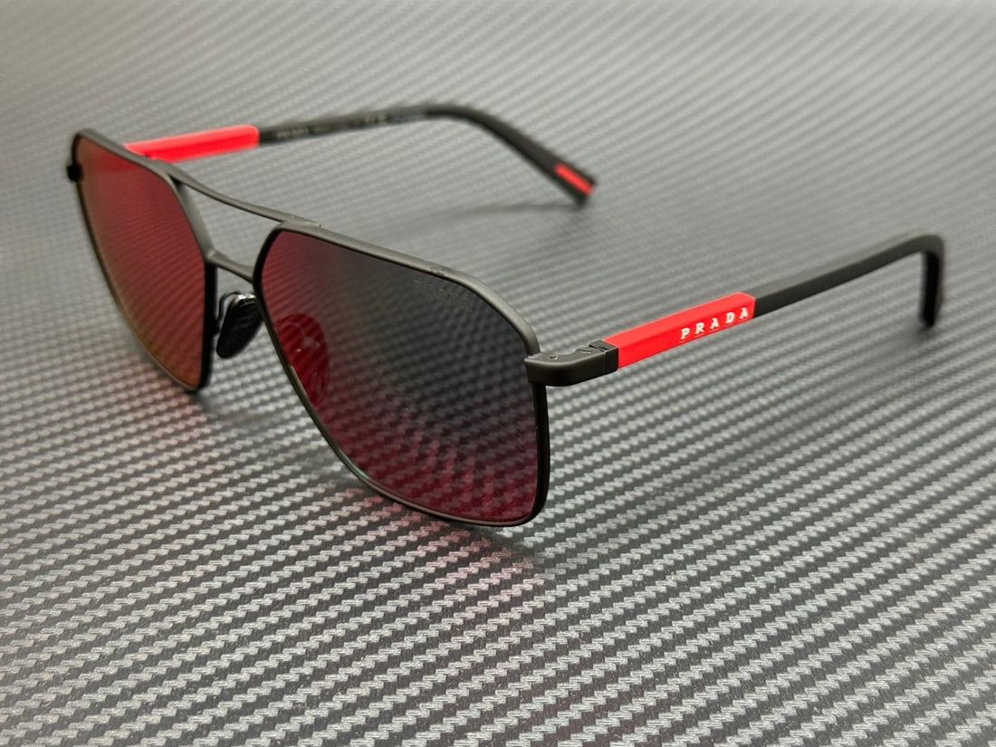 Prada Linea Rossa PS A50S DG008F Black Rubber Red Mirror 60mm Sunglasses with Authenticity: Prada Linea Rossa PS A50S DG008F Black Rubber Red Mirror 60mm Sunglasses with Authenticity Elevate your eyewear collection with these stylish PRADA LINEA ROSSA PS A50S DG008F sunglasses. Featuring a s