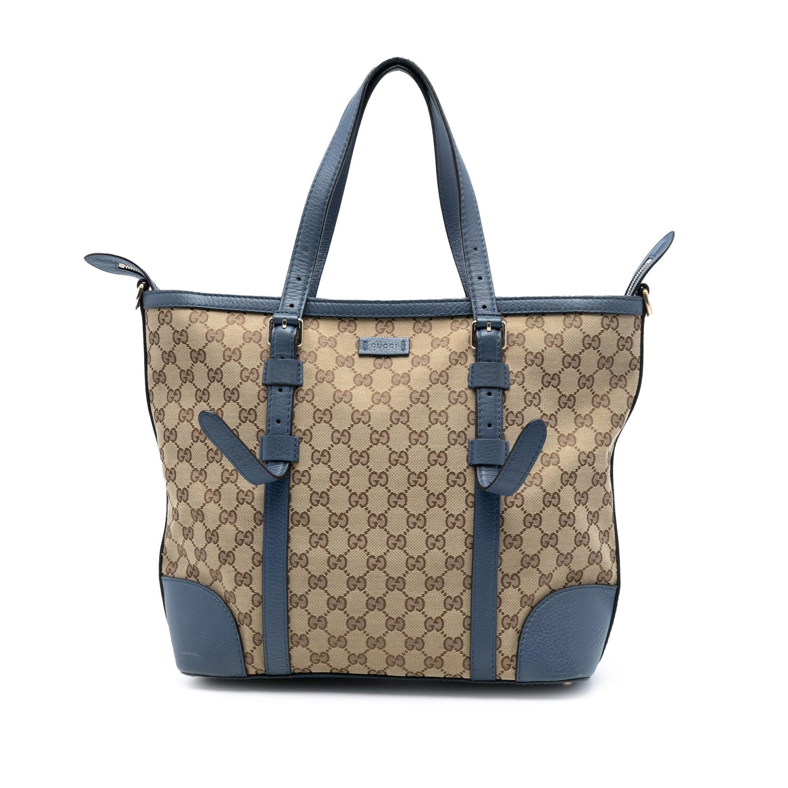 Gucci GG Canvas Brown Convertible Satchel with Leather Trim (1 of 7)