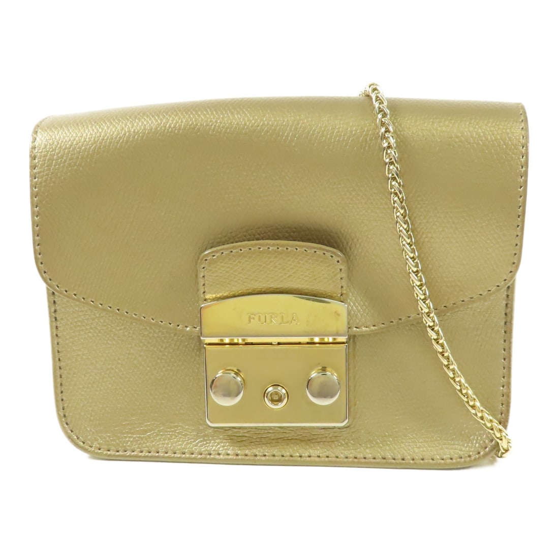Furla Gold Chain Shoulder Bag in Calfskin Leather (1 of 17)