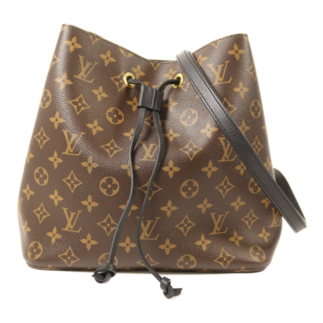 Louis Vuitton Neo Noe MM Monogram Canvas Shoulder Bag with Gold Hardware: Louis Vuitton Neo Noe MM Monogram Canvas Shoulder Bag with Gold Hardware This Louis Vuitton Neo Noe MM shoulder bag features the brand's signature monogram pattern in brown on a durable PVC coated can