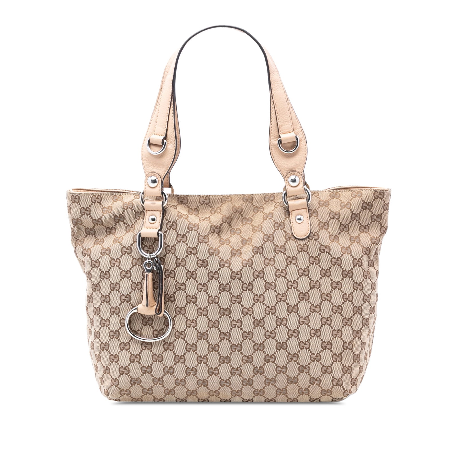 GG Canvas Icon Bit Beige Tote Bag with Leather Straps by Gucci (1 of 7)