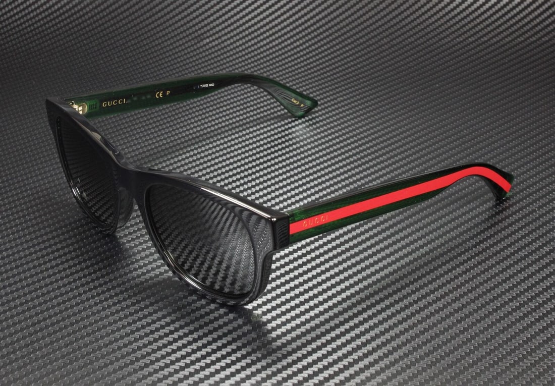 GUCCI GG0003SN 006 Black Green Round Sunglasses 52mm (1 of 4)
