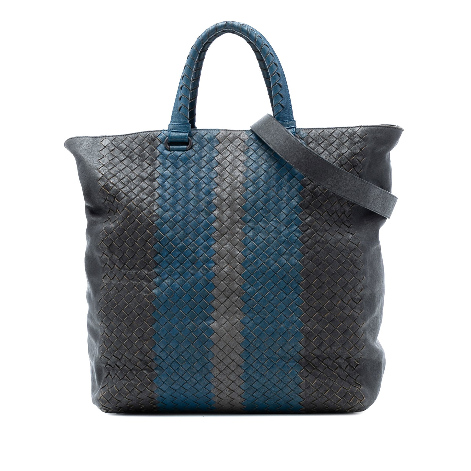Bottega Veneta Tricolor Intrecciato Nappa Leather Convertible Satchel Tote: Bottega Veneta Tricolor Intrecciato Nappa Leather Convertible Satchel Tote This Bottega Veneta Tricolor Nappa Intrecciato Convertible Tote is crafted from nappa leather and features the brand's signat