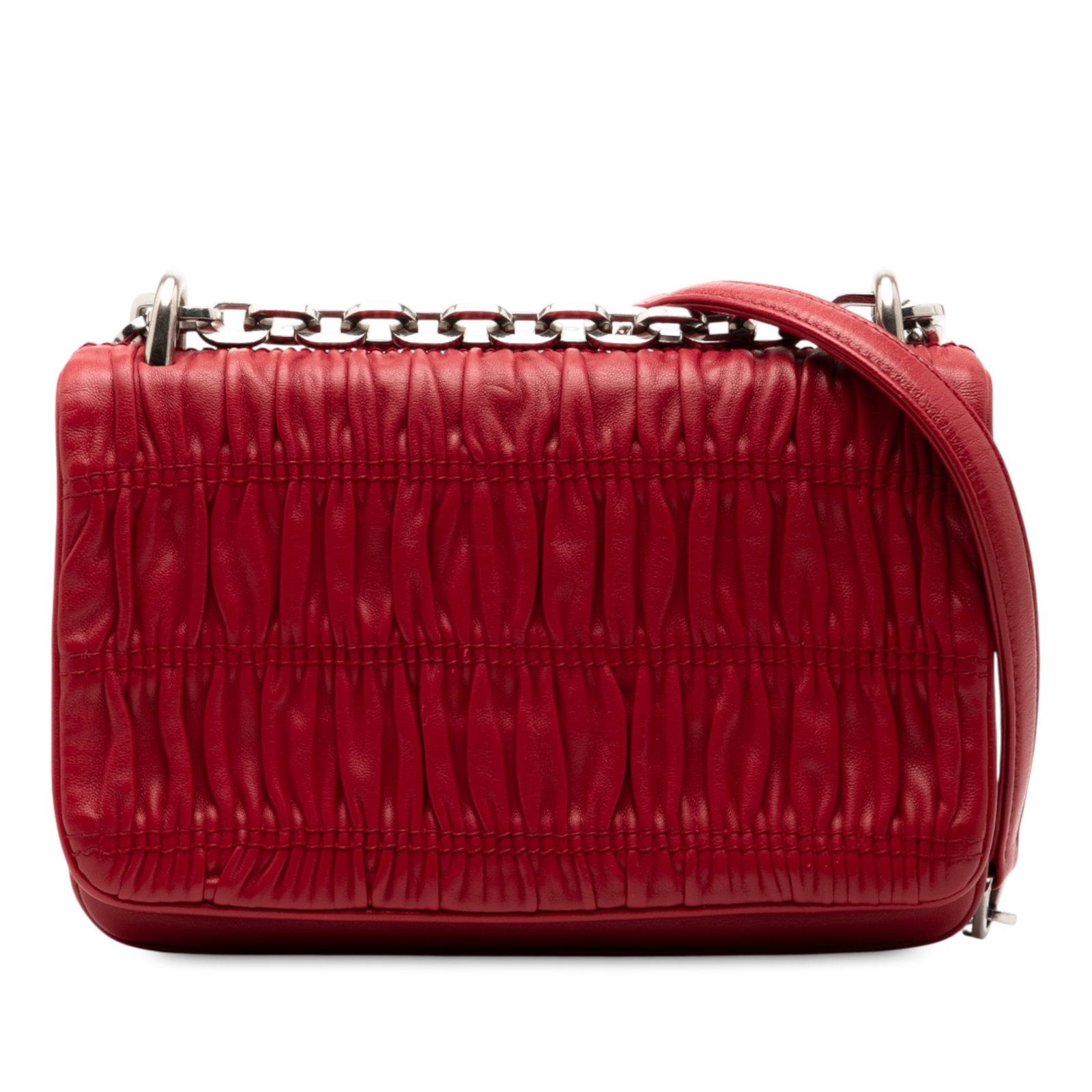 Prada Red Nappa Gaufre Leather Shoulder Bag Italy (1 of 6)
