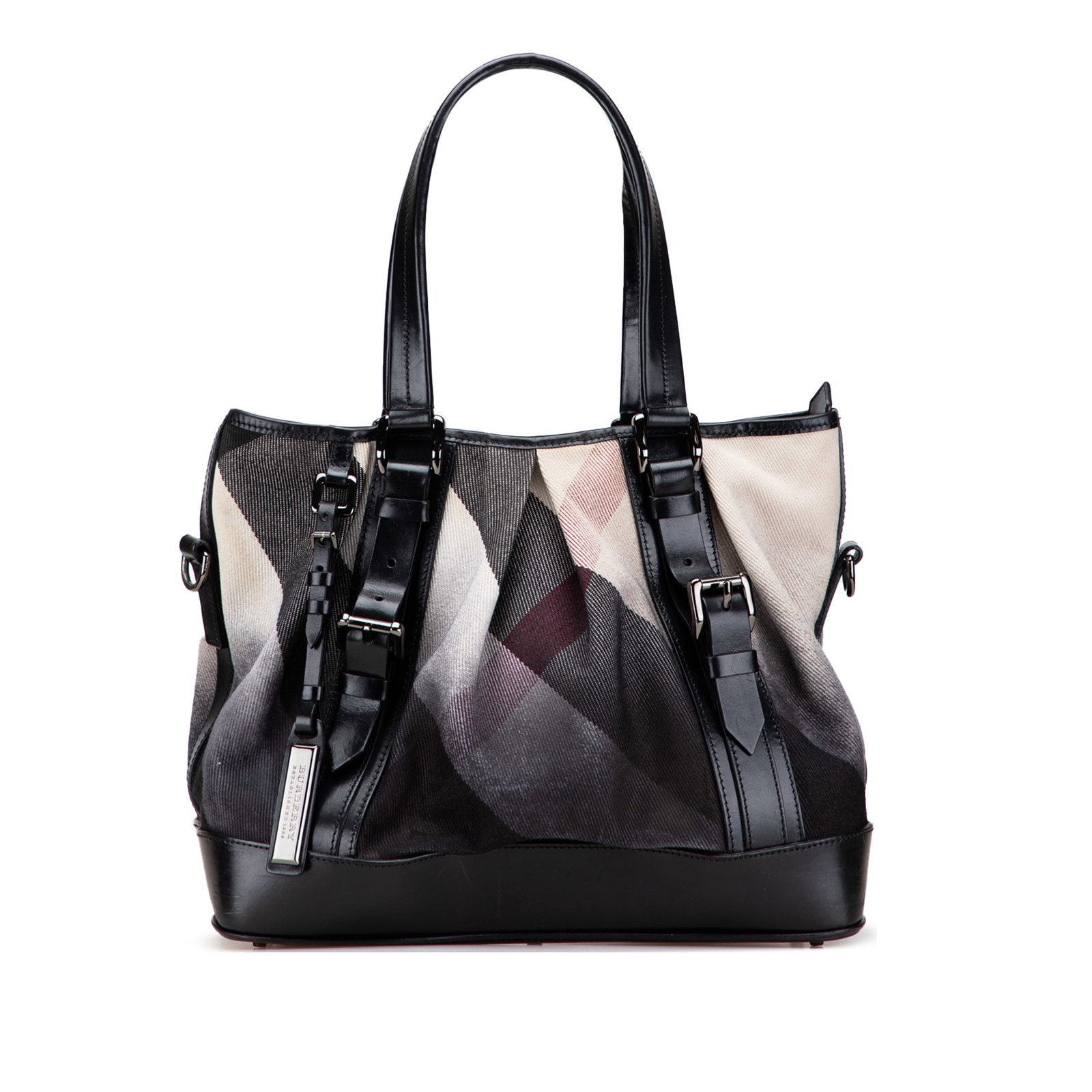 Burberry Mega Check Canvas Lowry Satchel Bag Black Italy (1 of 11)