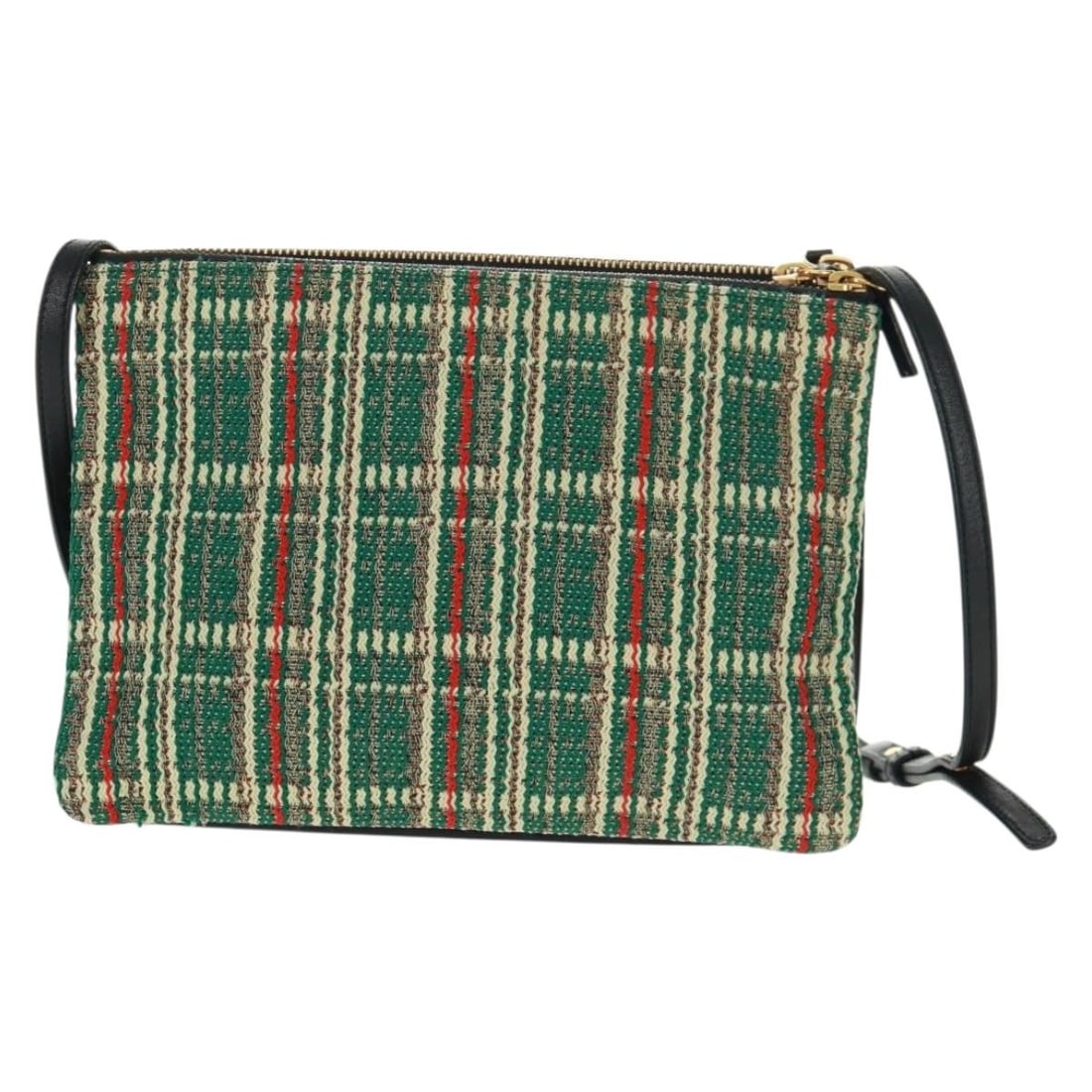 Celine Tweed Trio Crossbody Bag in Green for Women: Celine Tweed Trio Crossbody Bag in Green for Women This Celine Trio Crossbody Bag crafted from green tweed offers a compact and stylish accessory for women. Made in Italy, it features a triple compart