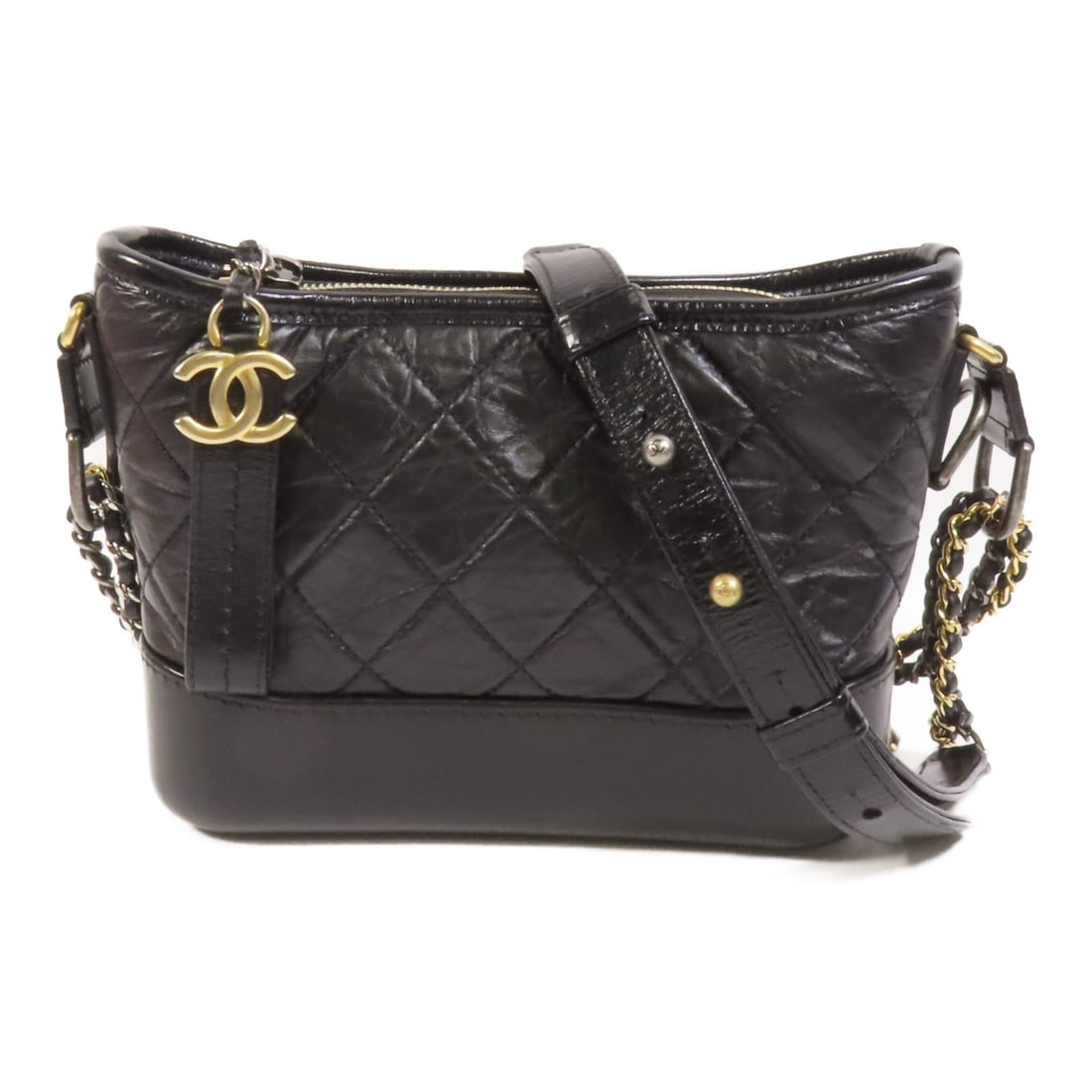 Chanel Gabrielle Small Black Calfskin Leather Shoulder Bag with Gold Hardware: Chanel Gabrielle Small Black Calfskin Leather Shoulder Bag with Gold Hardware This Chanel Gabrielle Small Chain Shoulder Bag is crafted from black calfskin leather, featuring a classic design with cha