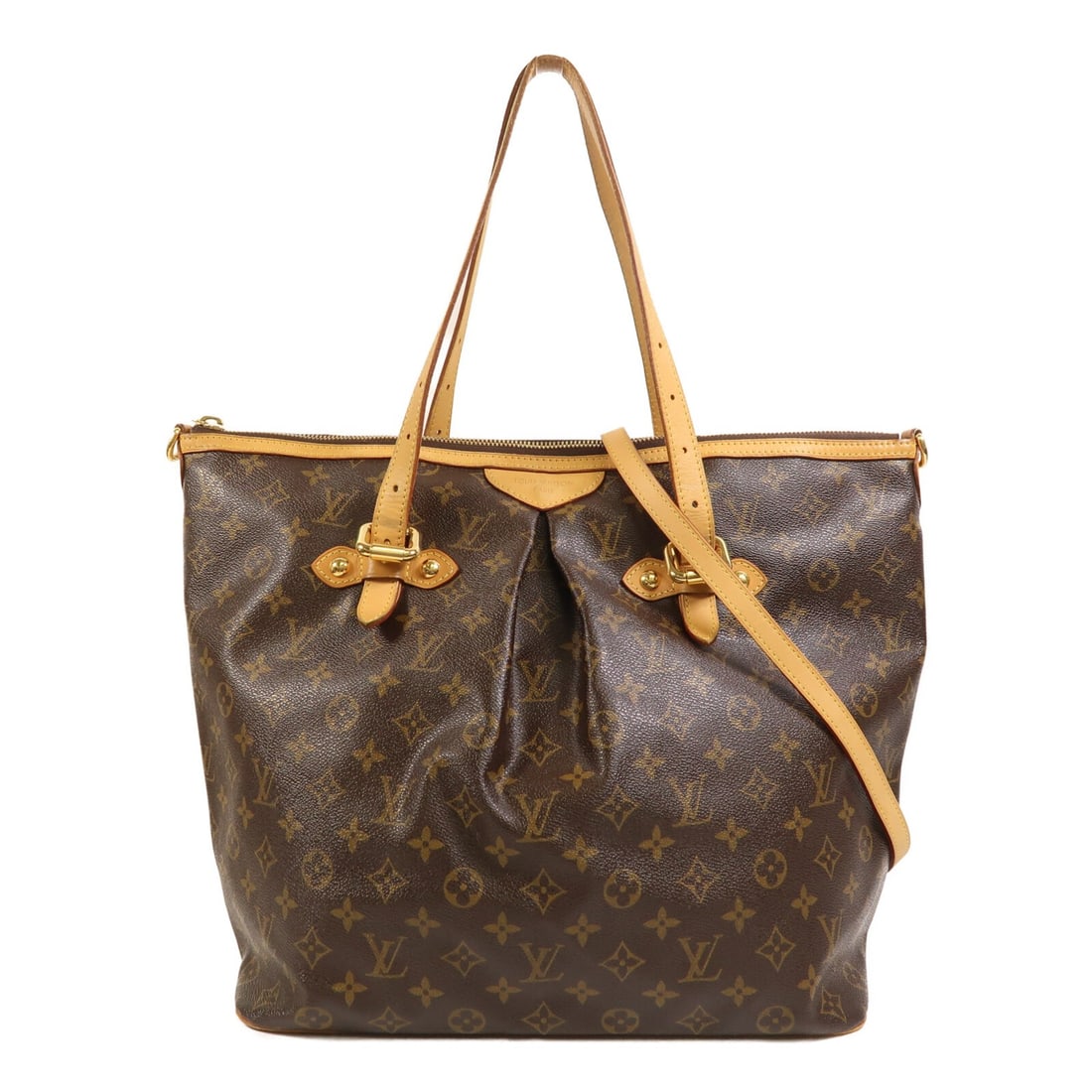 Palermo GM Monogram Shoulder Bag with Gold Hardware by Louis Vuitton M40146: Palermo GM Monogram Shoulder Bag with Gold Hardware by Louis Vuitton M40146 This Louis Vuitton Palermo GM 2-way shoulder handbag features the iconic Monogram brown PVC coated canvas. Designed for vers