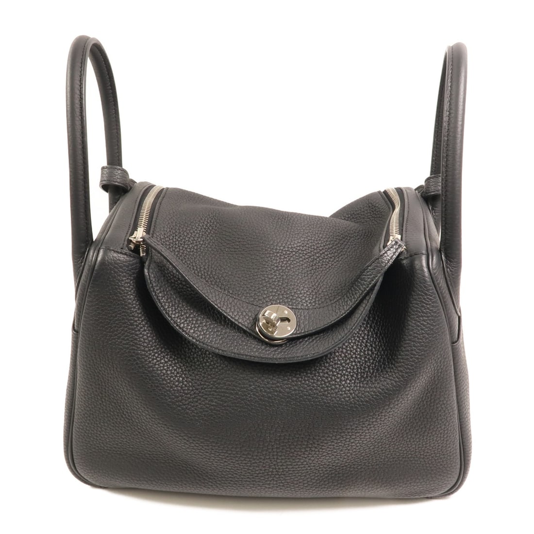 Hermes Lindy 30 Black Clemence Leather Shoulder Handbag Palladium Hardware (1 of 15)