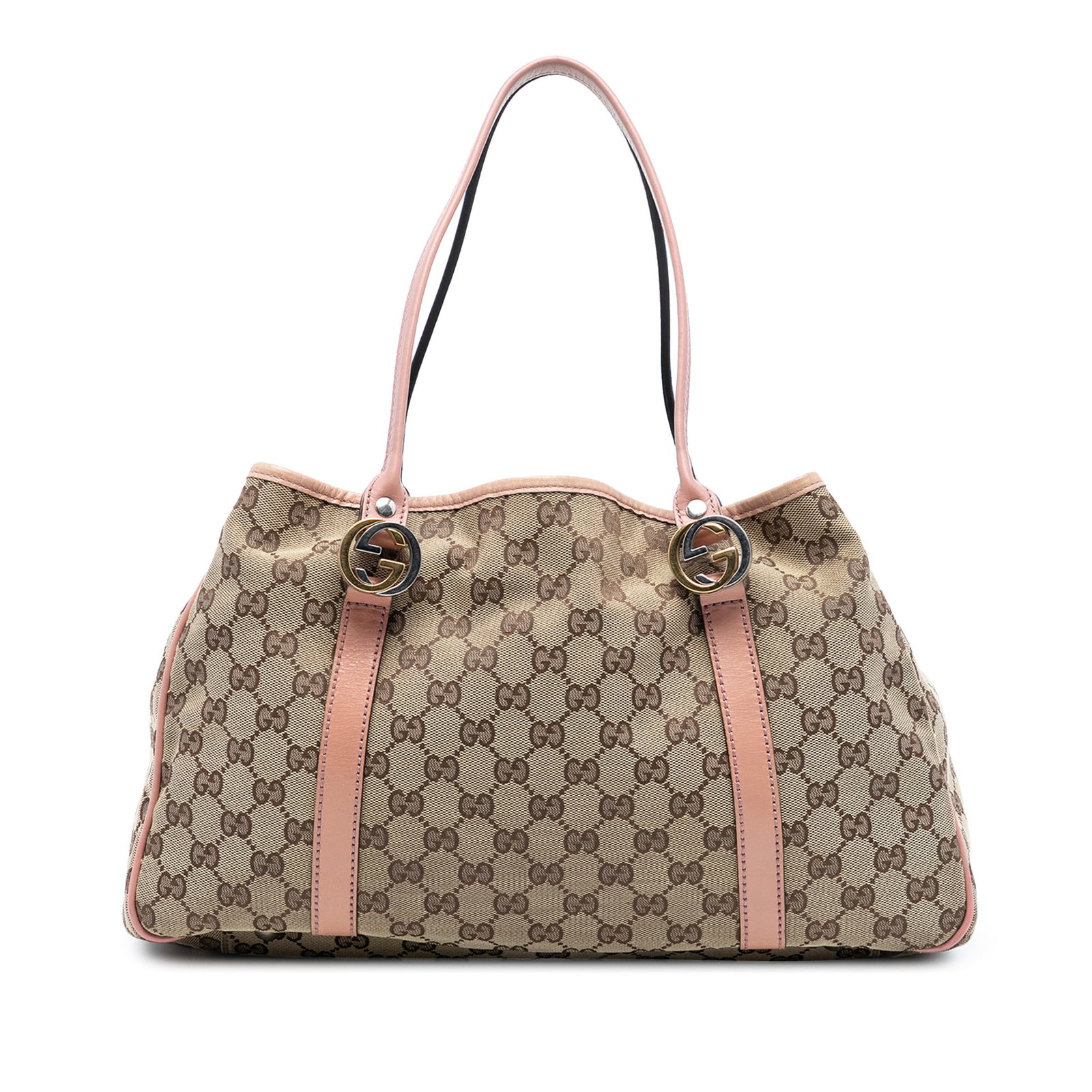 Beige GG Canvas Twins Tote Bag with Leather Trim by Gucci (1 of 7)