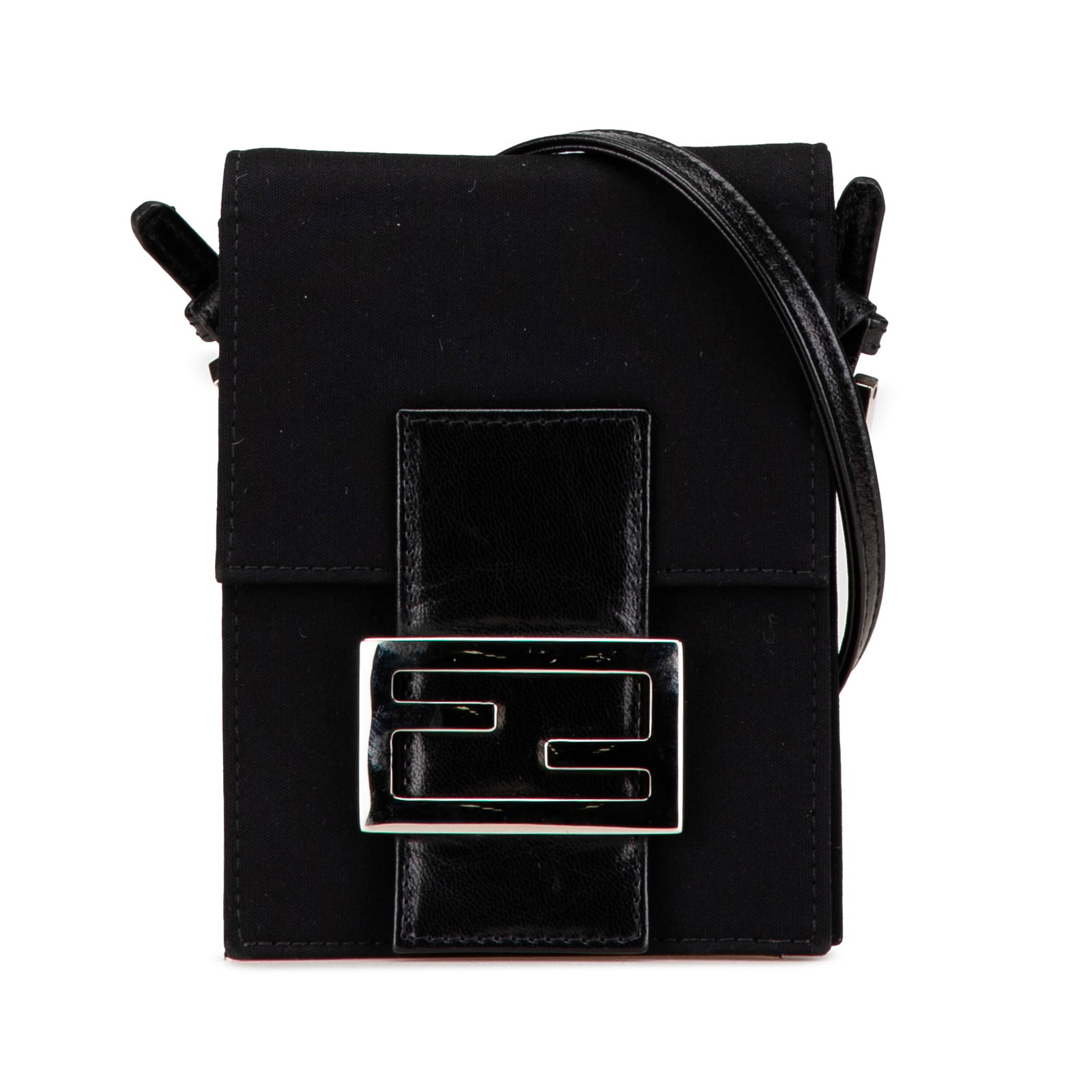 Fendi Mini Nylon FF Lock Crossbody Bag Black Fabric Italy (1 of 14)
