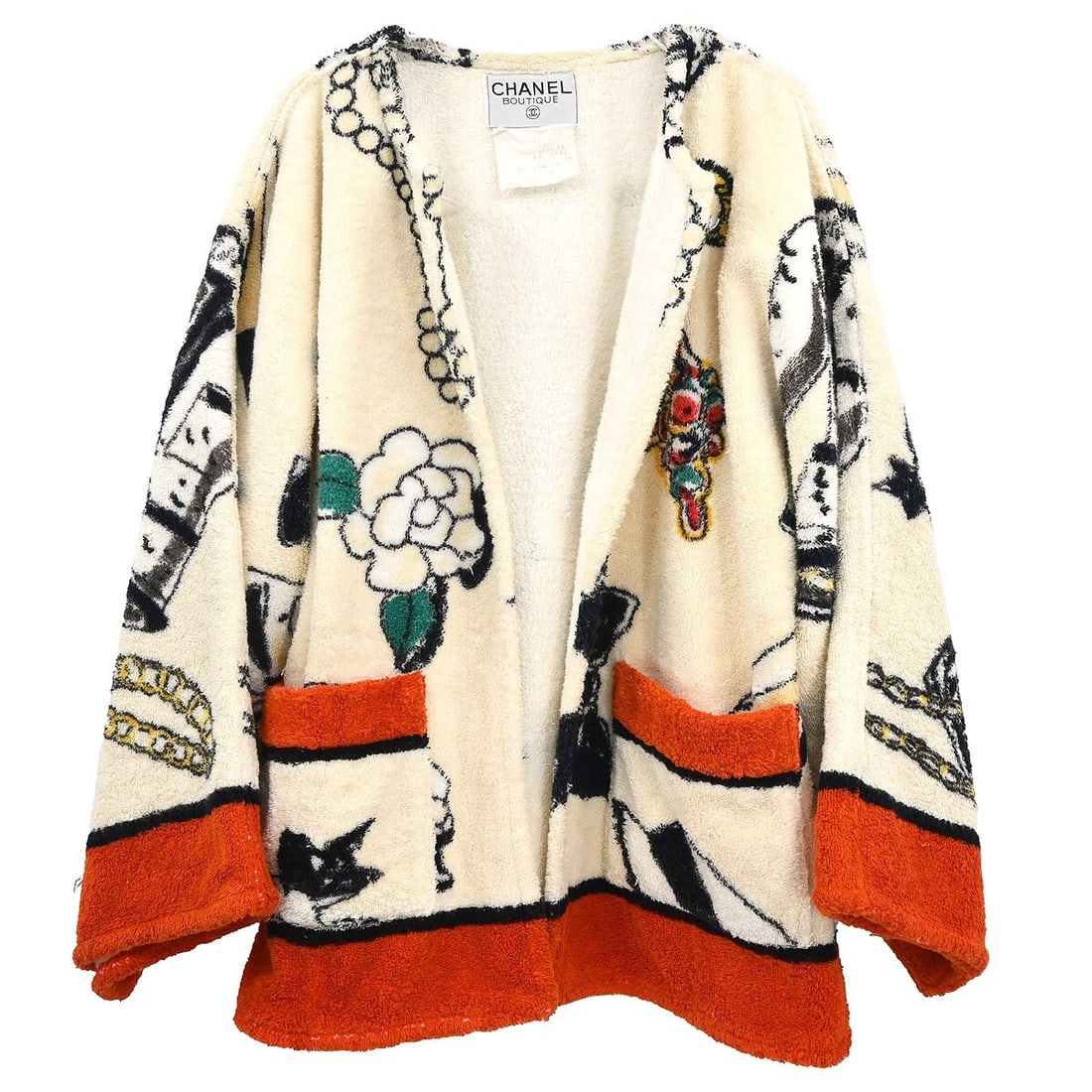 Chanel Vintage White Cotton Bathrobe Style Gown 94P #36 (1 of 10)