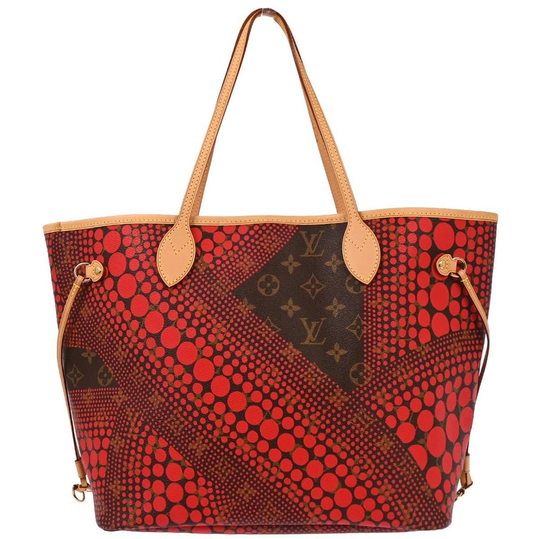 Neverfull MM Red Monogram Canvas Tote by Louis Vuitton M40686: Neverfull MM Red Monogram Canvas Tote by Louis Vuitton M40686 This Louis Vuitton Neverfull MM tote bag features the iconic Monogram Waves pattern in a medium size. The exterior is crafted from monogra