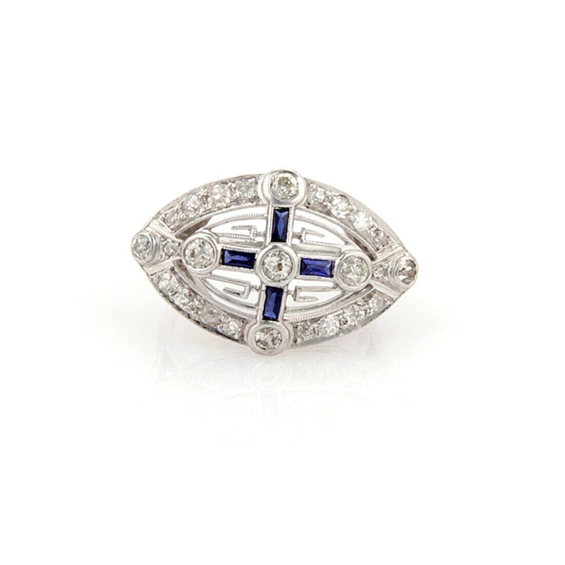 Vintage Platinum Cross Motif Ring with Sapphires and Diamonds Size 7 (1 of 6)