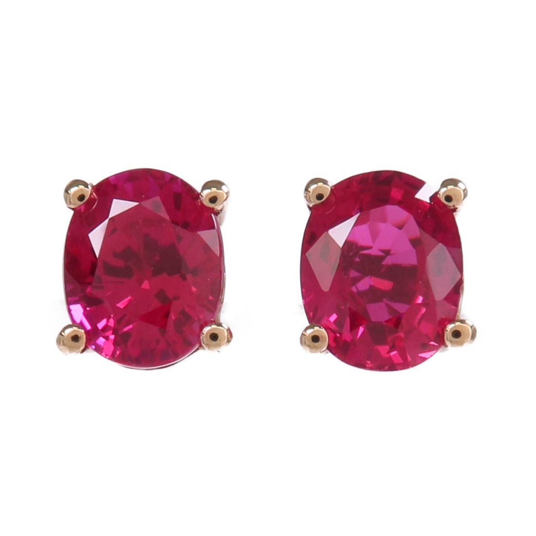 Rose Gold Pierced Earrings with Red Color Stones for Women (1 of 7)