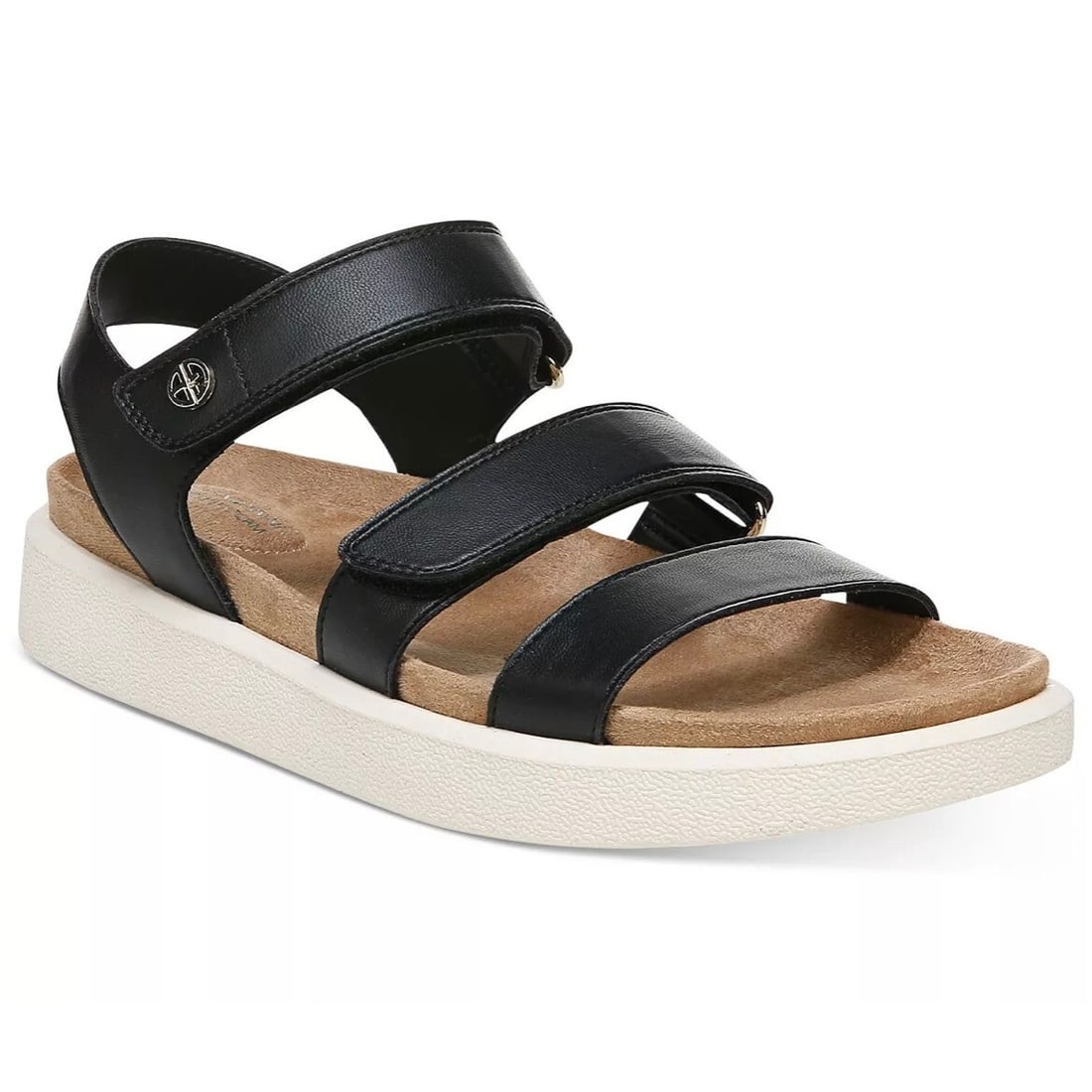 Giani Bernini Felicity Black Flat Memory Foam Sandals 5.5: Giani Bernini Felicity Black Flat Memory Foam Sandals 5.5 Step into comfort with the Giani Bernini Felicity Flat Round-Toe Sandals. Designed with a chic triple-strap style, these black sandals feature