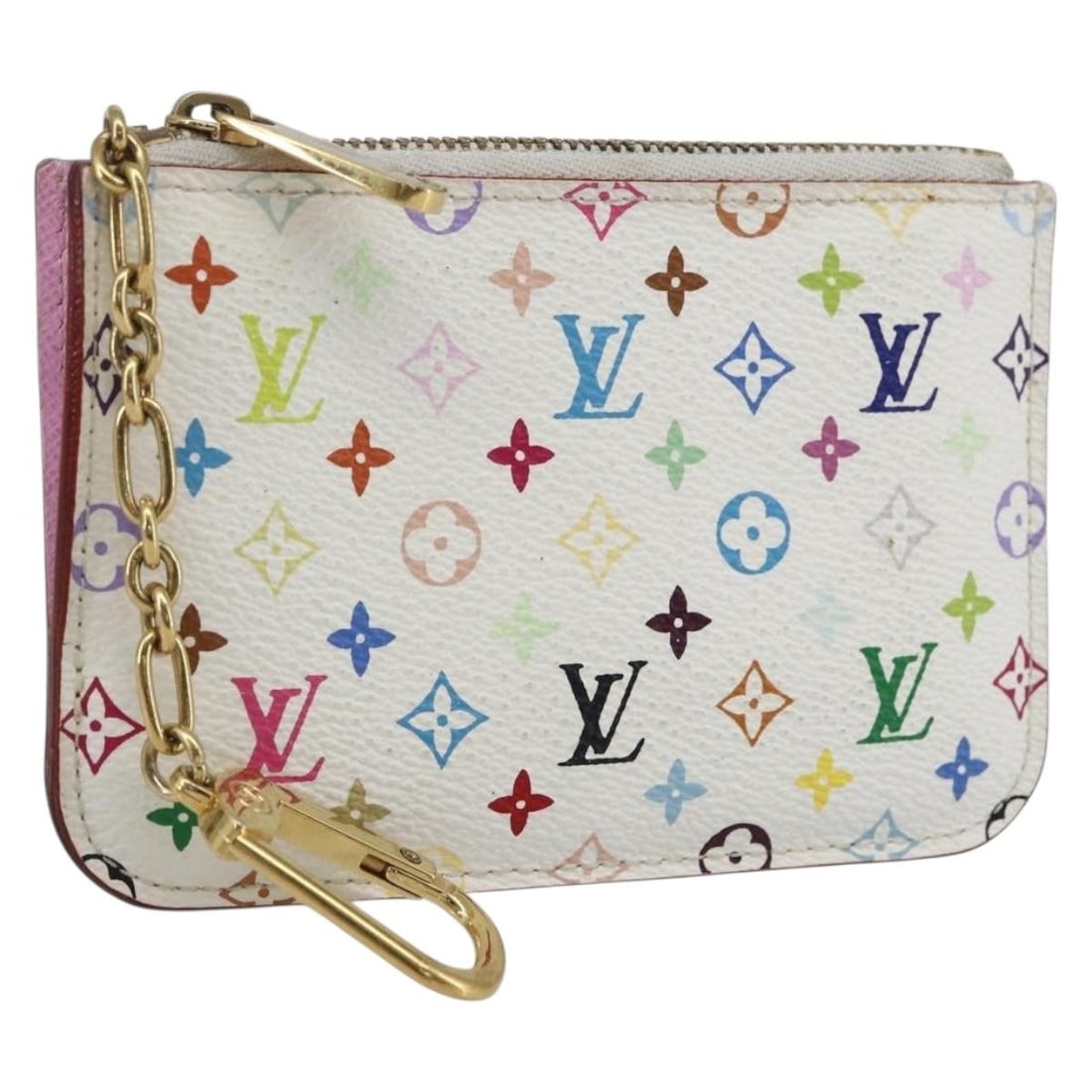 White Multicolor Canvas Coin Purse Louis Vuitton Pochette Cles M93734: White Multicolor Canvas Coin Purse Louis Vuitton Pochette Cles M93734 This Louis Vuitton Multicolor Pochette Cles NM coin purse features the iconic Monogram Multicolor canvas in white. Designed for co