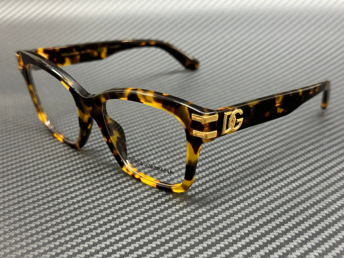 Dolce & Gabbana DG3419 3330 Yellow Havana 54mm Women's Eyeglasses with Authenticity Certificate: Dolce & Gabbana DG3419 3330 Yellow Havana 54mm Women's Eyeglasses with Authenticity Certificate Discover the stylish Dolce & Gabbana DG3419 3330 eyeglasses, featuring a striking Yellow Havana frame th