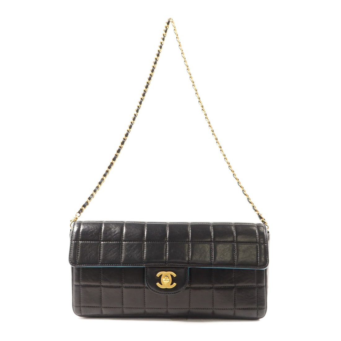 Chanel Vintage Black Chocolate Bar Shoulder Bag with Gold Tone CC Chain (1 of 18)