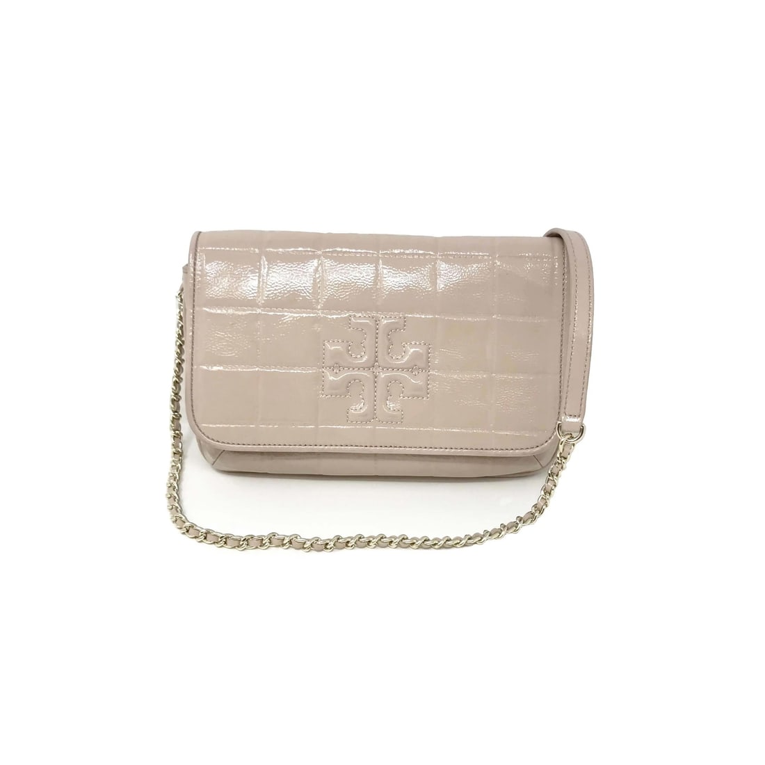 Tory Burch Marion Quilted Beige Leather Medium Clutch Purse (1 of 6)
